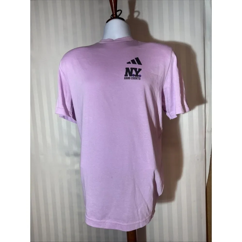 $35 ADIDAS Mens AeroReady NEW YORK Hard Courts Tennis T-Shirt Ody001  -pink - XL